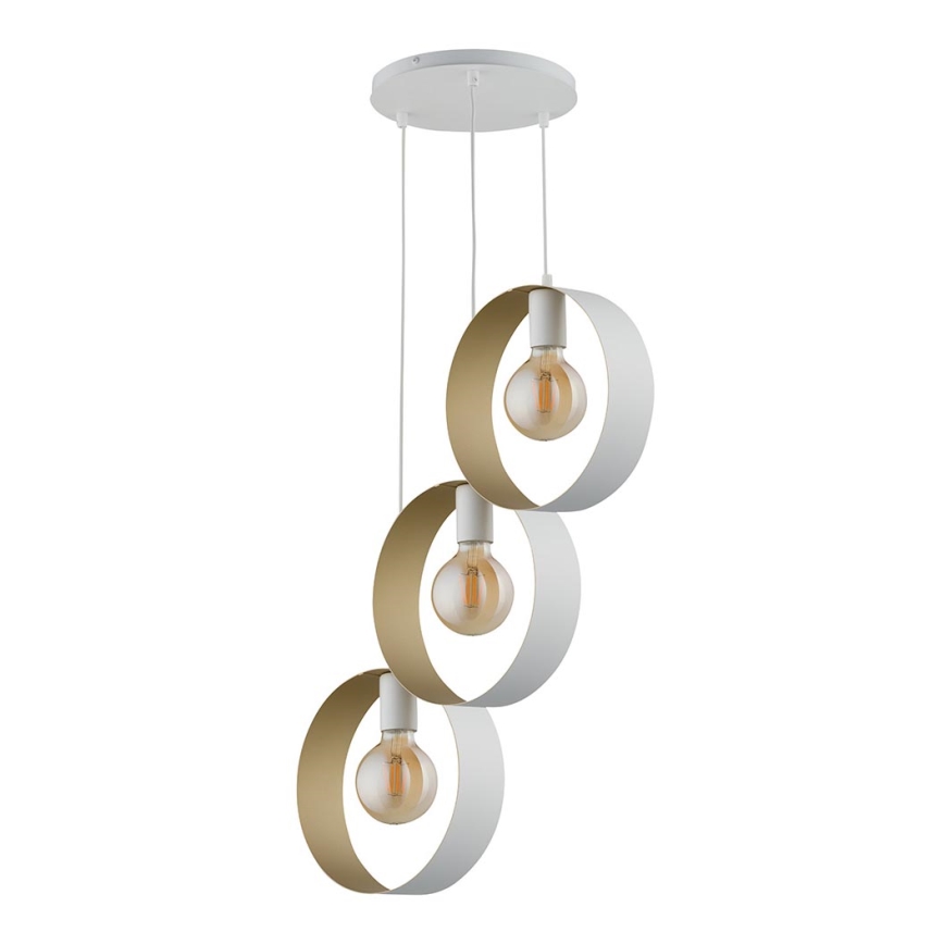 Chandelier on a string HAPPY 3xE27/60W/230V white/gold