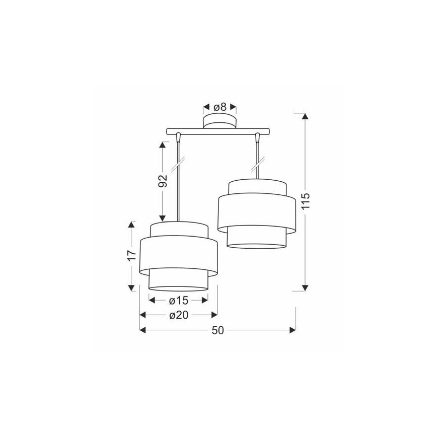 Chandelier on a string HARE 2xE27/60W/230V grey/matte chrome