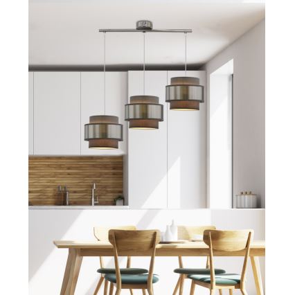 Chandelier on a string HARE 3xE27/60W/230V grey/matte chrome