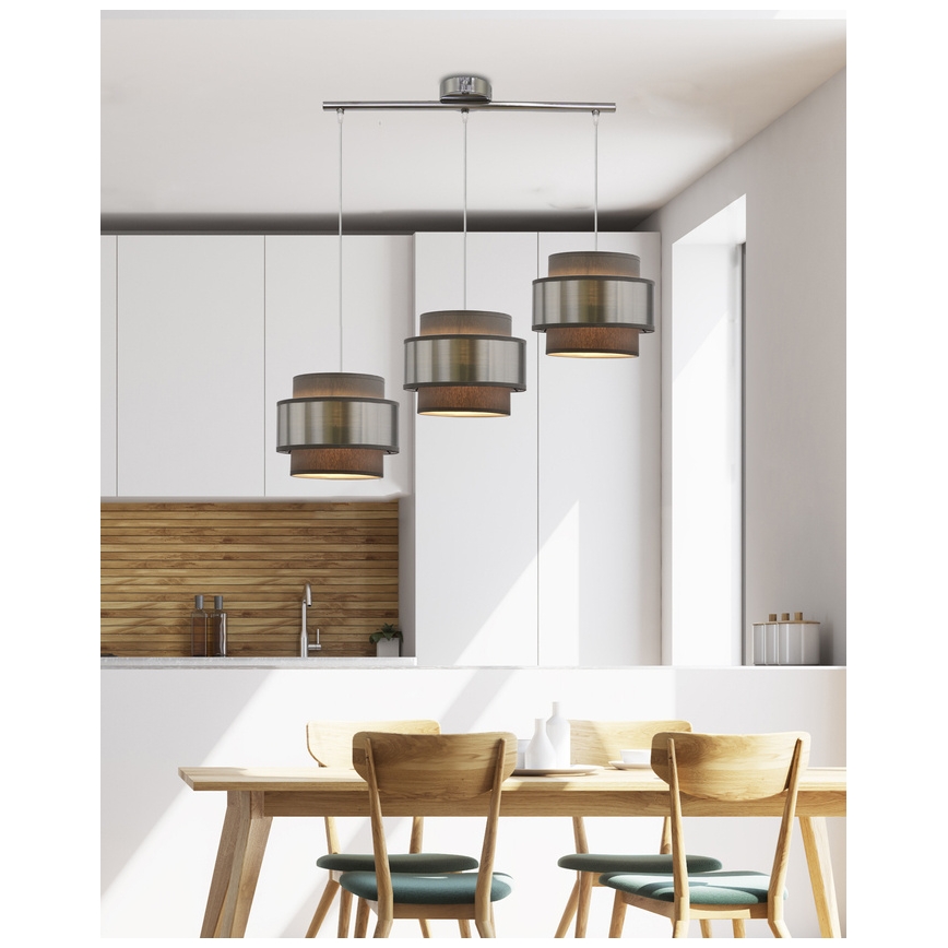 Chandelier on a string HARE 3xE27/60W/230V grey/matte chrome