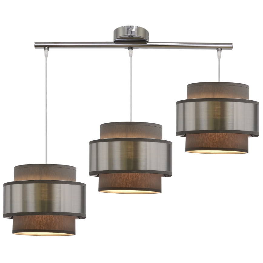 Chandelier on a string HARE 3xE27/60W/230V grey/matte chrome