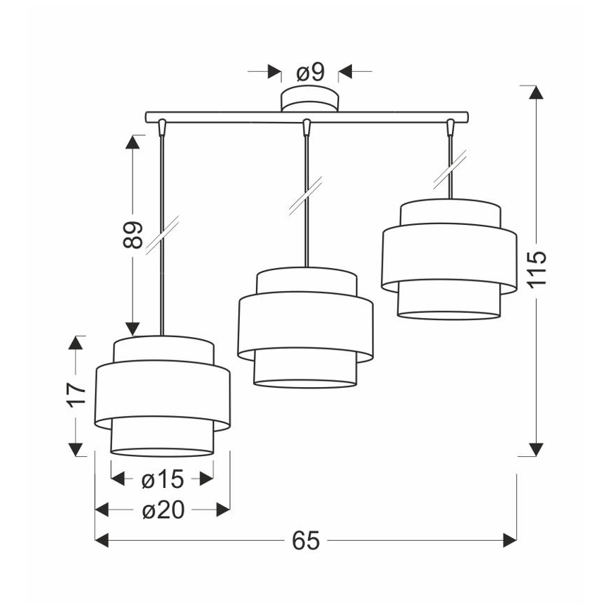 Chandelier on a string HARE 3xE27/60W/230V grey/matte chrome