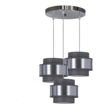 Chandelier on a string HARE 3xE27/60W/230V grey/matte chrome