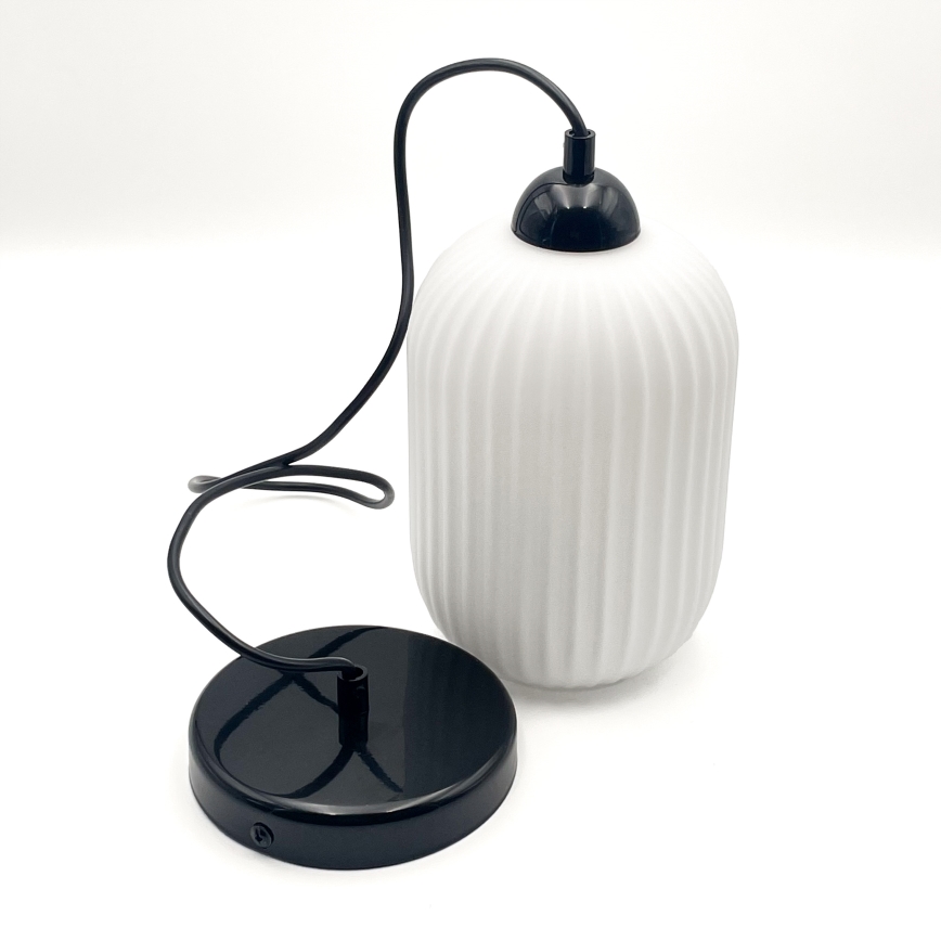 Chandelier on a string HARMA 1xE27/15W/230V d. 14 cm white/black