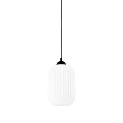 Chandelier on a string HARMA 1xE27/15W/230V d. 14 cm white/black