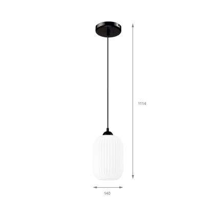 Chandelier on a string HARMA 1xE27/15W/230V d. 14 cm white/black