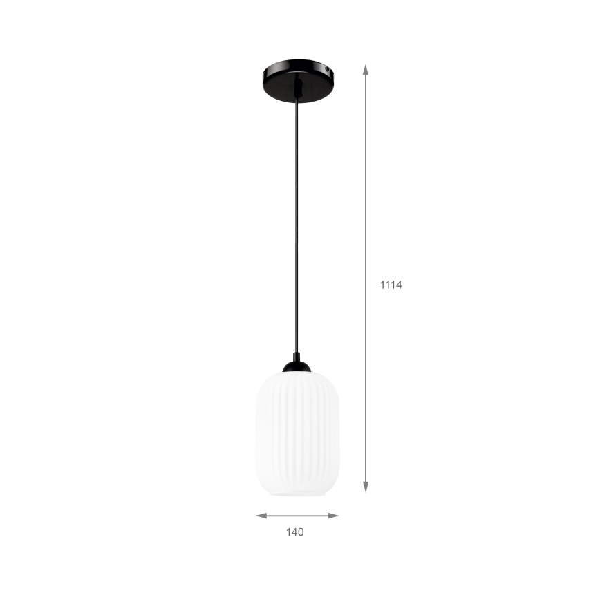 Chandelier on a string HARMA 1xE27/15W/230V d. 14 cm white/black