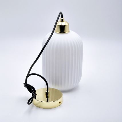 Chandelier on a string HARMA 1xE27/15W/230V d. 14 cm white/gold