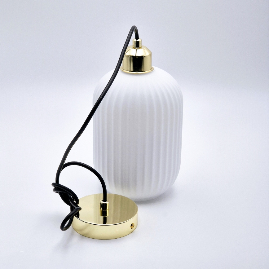 Chandelier on a string HARMA 1xE27/15W/230V d. 14 cm white/gold