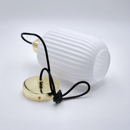 Chandelier on a string HARMA 1xE27/15W/230V d. 14 cm white/gold