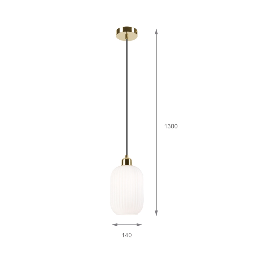 Chandelier on a string HARMA 1xE27/15W/230V d. 14 cm white/gold