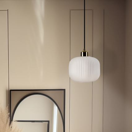Chandelier on a string HARMA 1xE27/15W/230V d. 20 cm white/gold