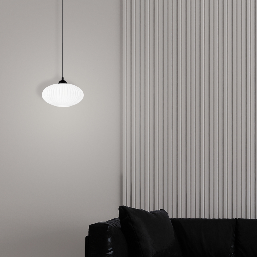 Chandelier on a string HARMA 1xE27/15W/230V d. 25 cm white/black