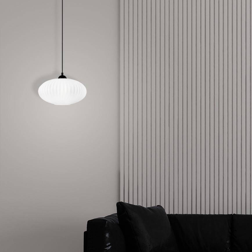 Chandelier on a string HARMA 1xE27/15W/230V d. 30 cm white/black
