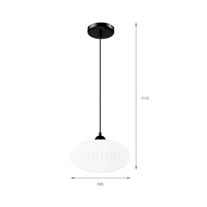 Chandelier on a string HARMA 1xE27/15W/230V d. 30 cm white/black