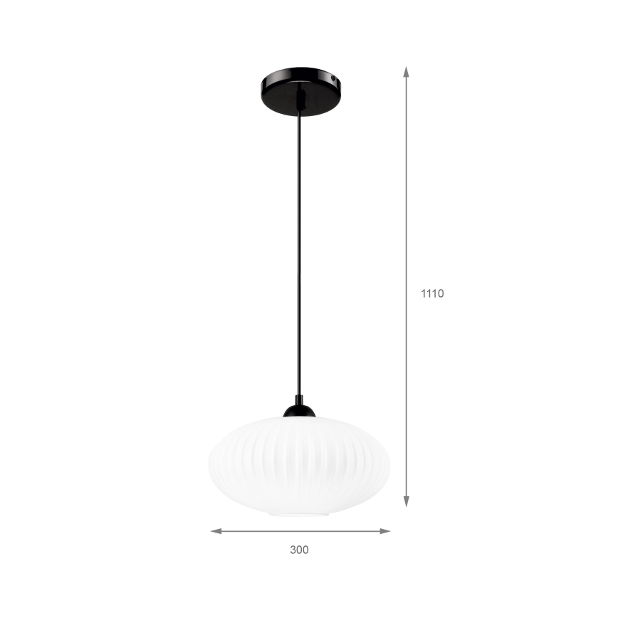 Chandelier on a string HARMA 1xE27/15W/230V d. 30 cm white/black