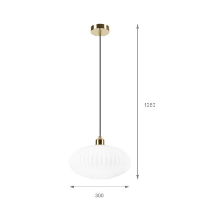 Chandelier on a string HARMA 1xE27/15W/230V d. 30 cm white/gold