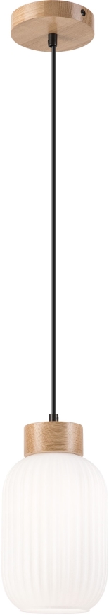 Chandelier on a string HARMONY 1xE27/15W/230V d. 14 cm white/oak