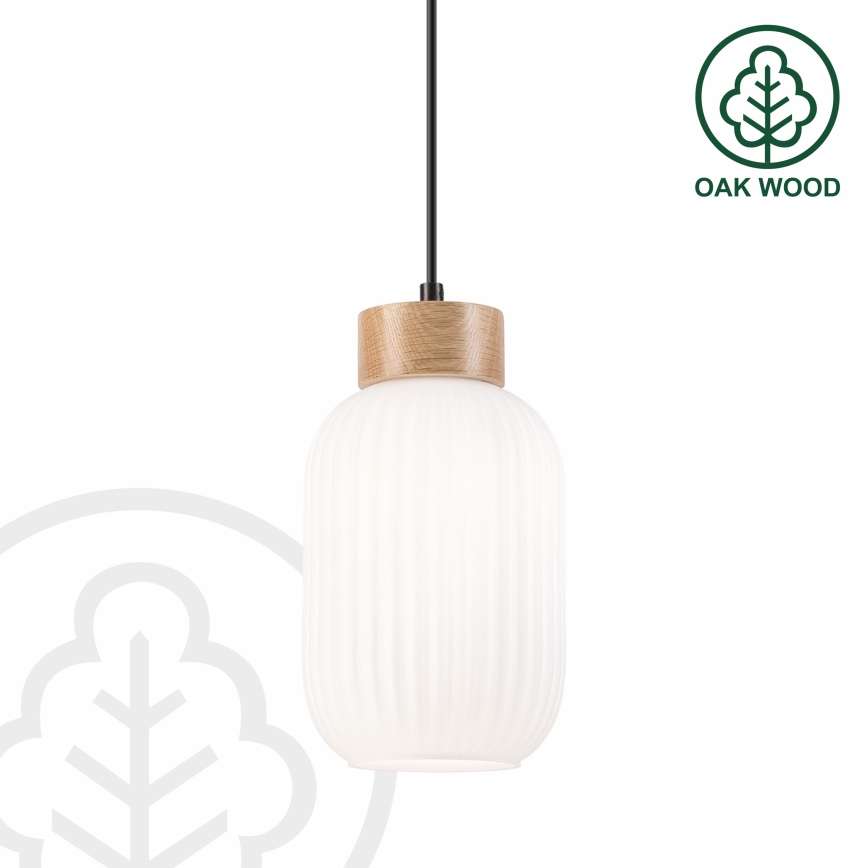 Chandelier on a string HARMONY 1xE27/15W/230V d. 14 cm white/oak