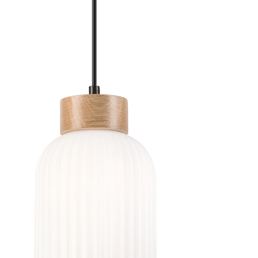 Chandelier on a string HARMONY 1xE27/15W/230V d. 14 cm white/oak