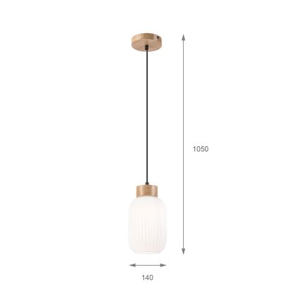 Chandelier on a string HARMONY 1xE27/15W/230V d. 14 cm white/oak