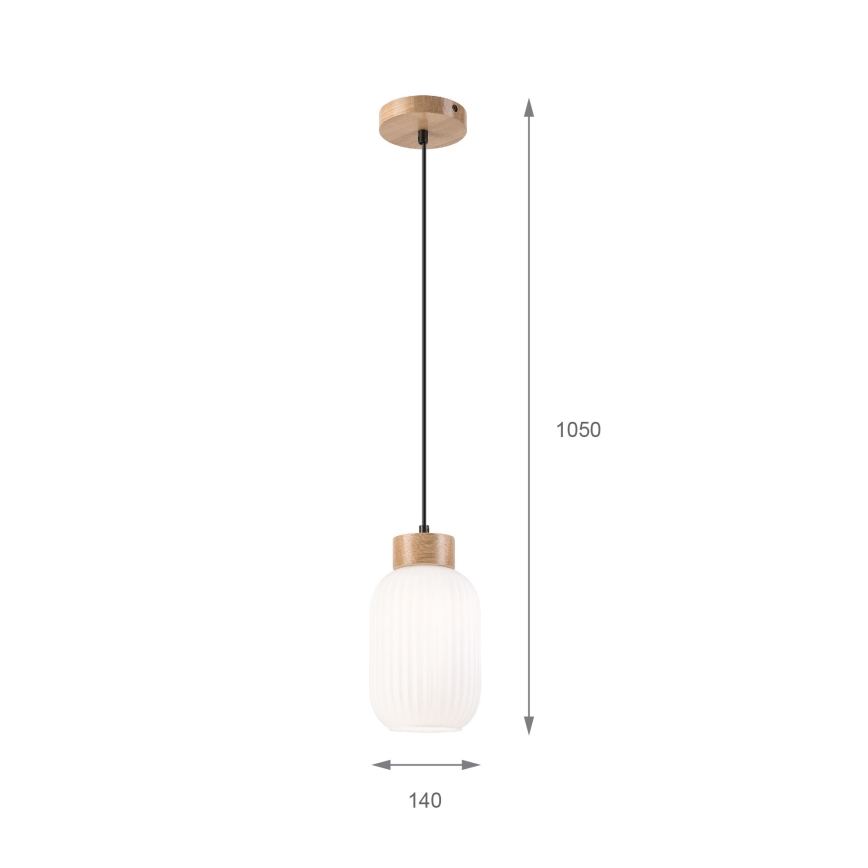 Chandelier on a string HARMONY 1xE27/15W/230V d. 14 cm white/oak