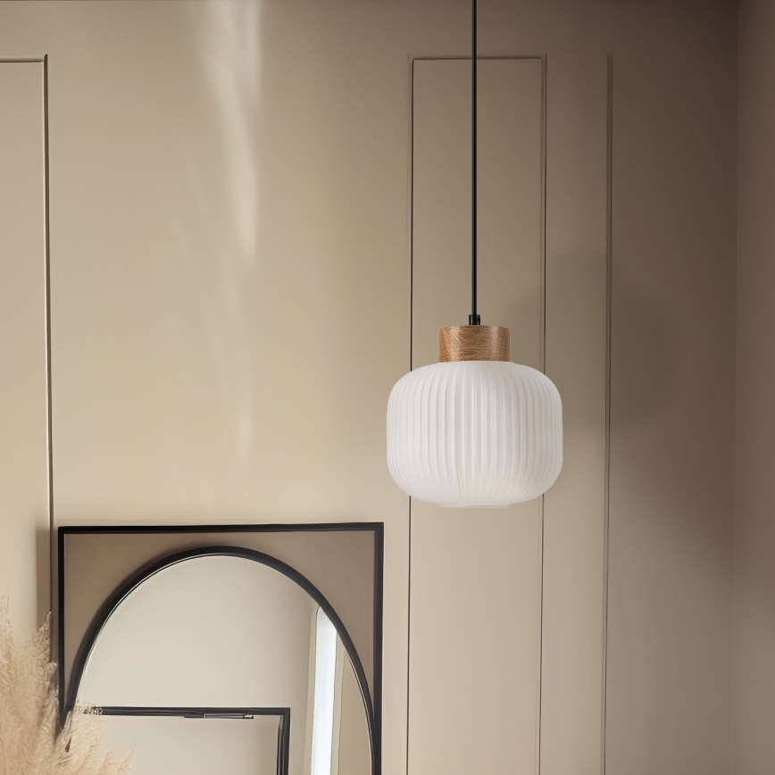 Chandelier on a string HARMONY 1xE27/15W/230V d. 20 cm white/oak