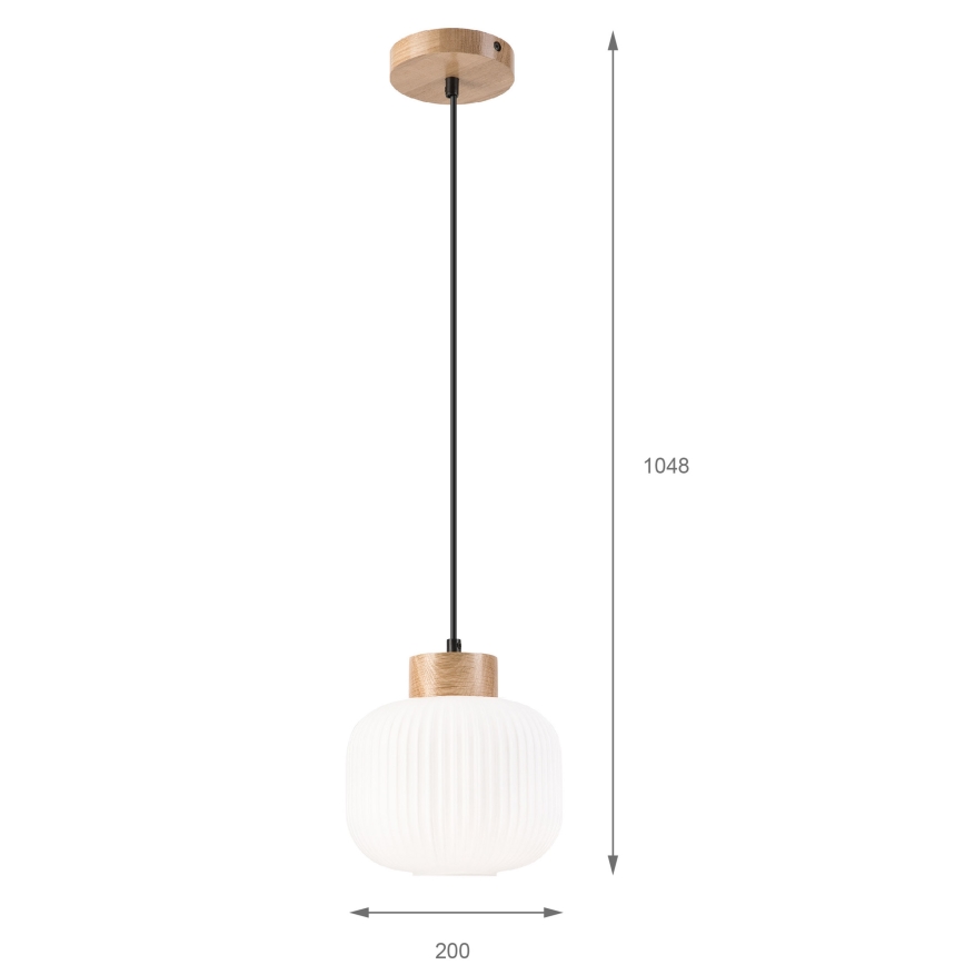 Chandelier on a string HARMONY 1xE27/15W/230V d. 20 cm white/oak