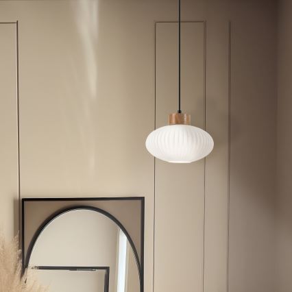 Chandelier on a string HARMONY 1xE27/15W/230V d. 25 cm white/oak