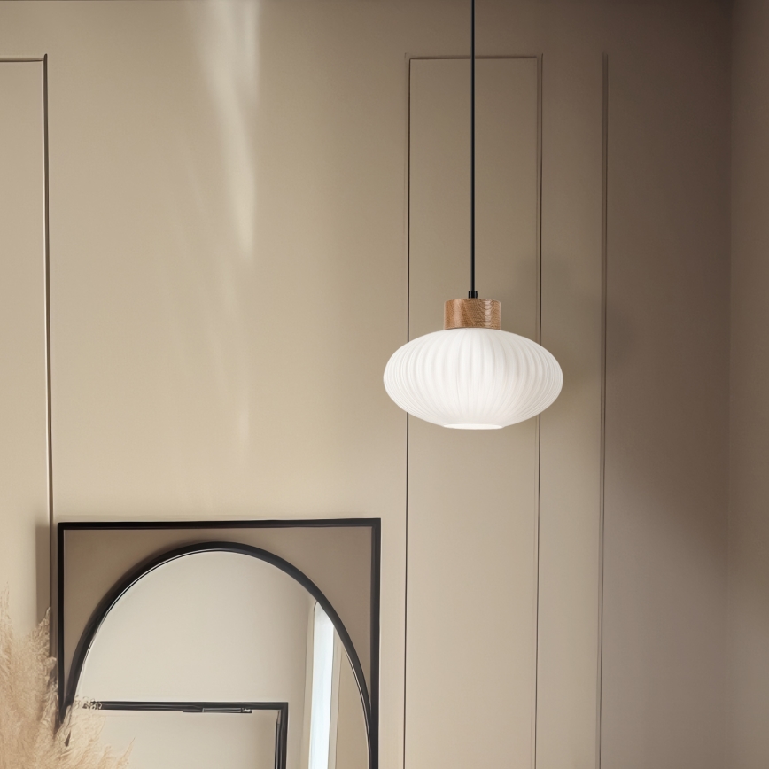 Chandelier on a string HARMONY 1xE27/15W/230V d. 25 cm white/oak