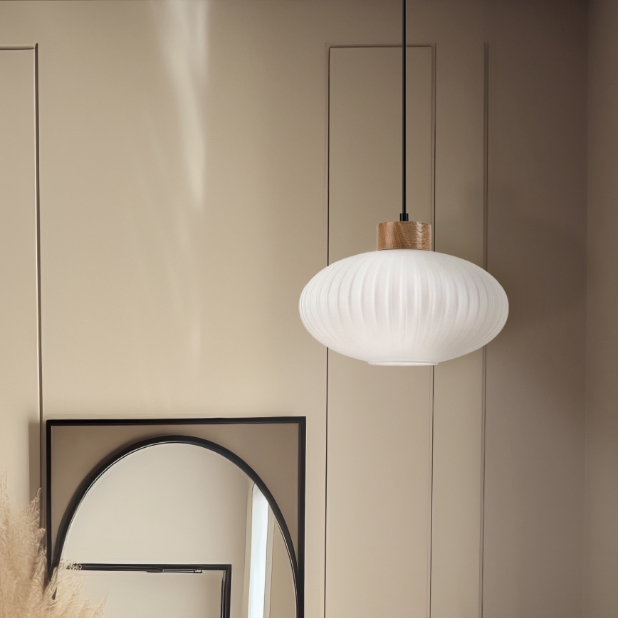 Chandelier on a string HARMONY 1xE27/15W/230V d. 30 cm white/oak