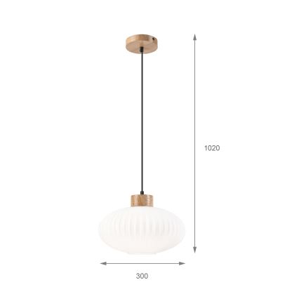 Chandelier on a string HARMONY 1xE27/15W/230V d. 30 cm white/oak