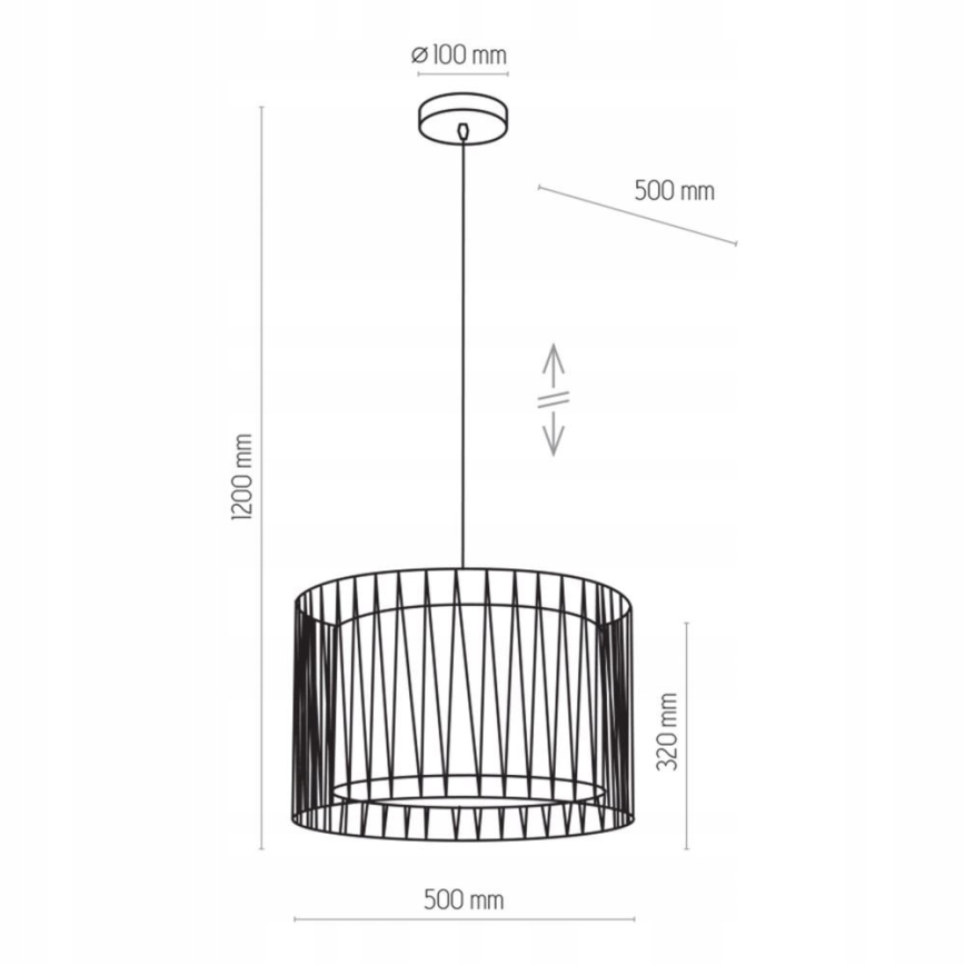 Chandelier on a string HARMONY BLACK 3xE27/60W/230V