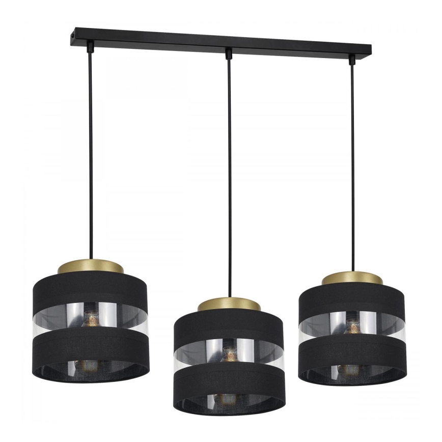 Chandelier on a string HAVARD 3xE27/60W/230V black/brass
