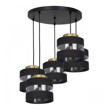 Chandelier on a string HAVARD 5xE27/60W/230V black/brass round