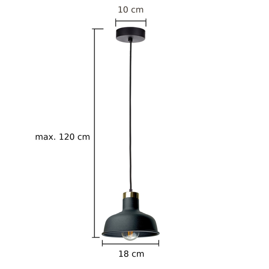Chandelier on a string HEBE 1xE27/60W/230V black