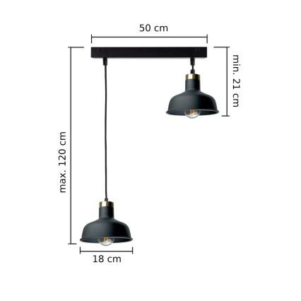 Chandelier on a string HEBE 2xE27/60W/230V black
