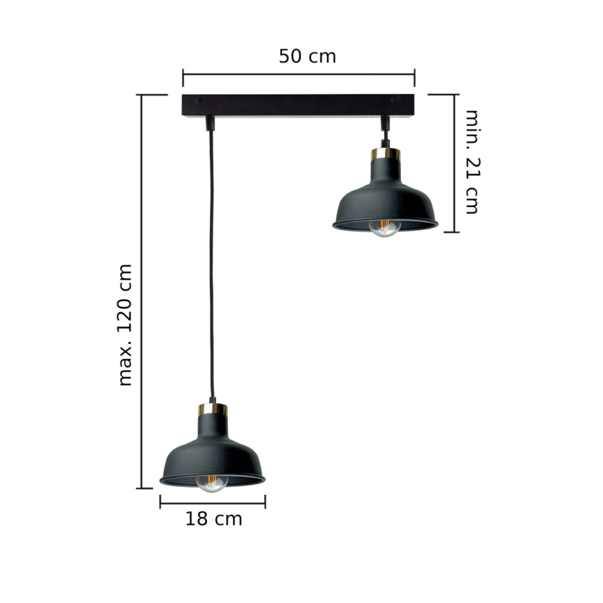 Chandelier on a string HEBE 2xE27/60W/230V black