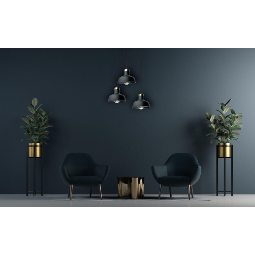 Chandelier on a string HEBE 3xE27/60W/230V black
