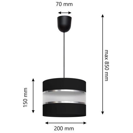 Chandelier on a string HELEN 1xE27/15W/230V black