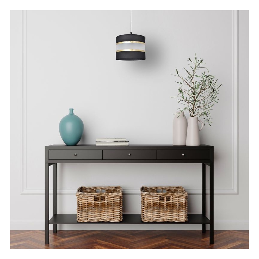 Chandelier on a string HELEN 1xE27/15W/230V d. 20 cm black/golden