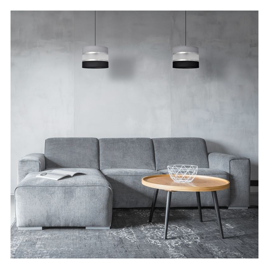 Chandelier on a string HELEN 1xE27/15W/230V d. 20 cm black/grey/silver