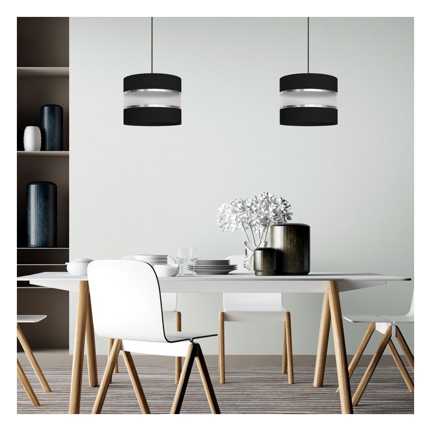 Chandelier on a string HELEN 1xE27/15W/230V d. 20 cm black/silver