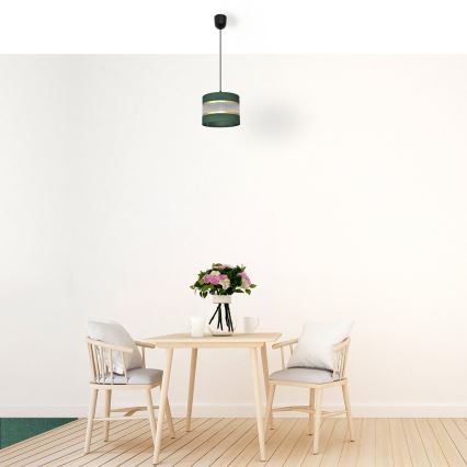 Chandelier on a string HELEN 1xE27/15W/230V d. 20 cm green/gold