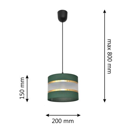 Chandelier on a string HELEN 1xE27/15W/230V d. 20 cm green/gold
