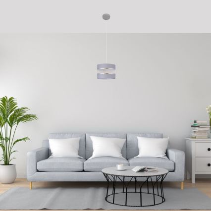 Chandelier on a string HELEN 1xE27/15W/230V d. 20 cm grey/silver