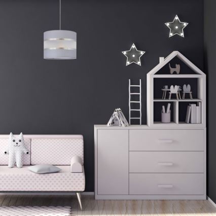 Chandelier on a string HELEN 1xE27/15W/230V d. 20 cm grey/silver