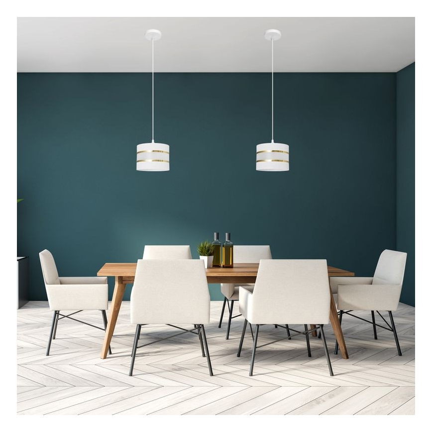 Chandelier on a string HELEN 1xE27/15W/230V d. 20 cm white/golden