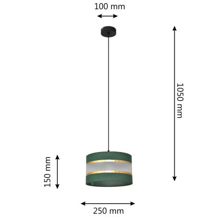 Chandelier on a string HELEN 1xE27/15W/230V d. 25 cm green/gold
