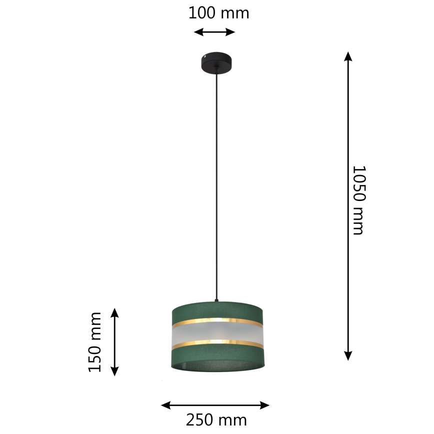 Chandelier on a string HELEN 1xE27/15W/230V d. 25 cm green/gold